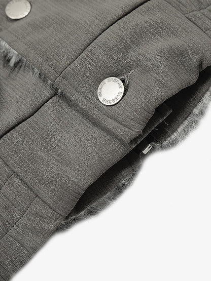 Vintage Dual-layer Collar Fleece-lined Zipper Jacket 