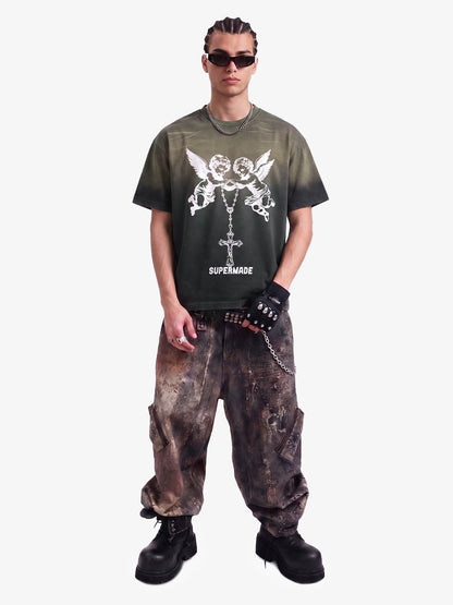 Twin Angels Cross Washed T-Shirt