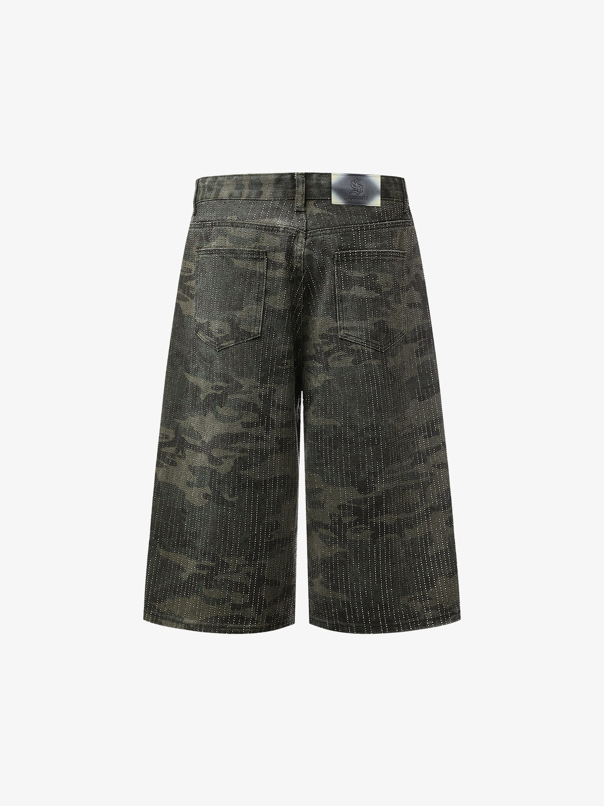 Camo Perforated Cargo Shorts – Wide-Leg Cotton Blend Utility Shorts