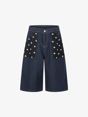 Star Embroidered Polka Dot Jeans