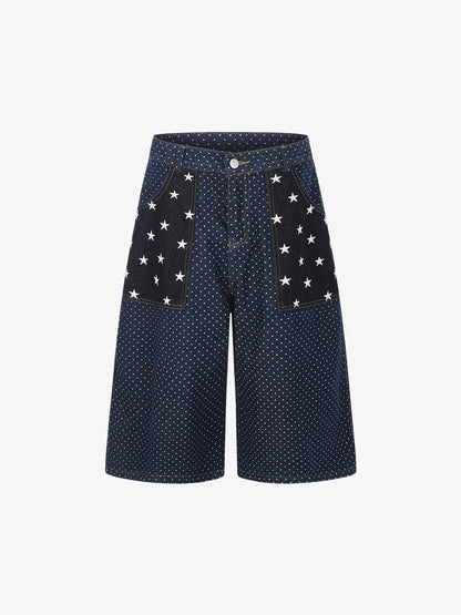 Star Embroidered Polka Dot Jeans
