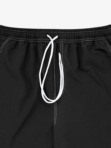 Minimalist Contrast Stitch Drawstring Shorts