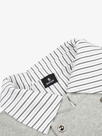 Button Detail Striped Panel Faux Layered Jacket 