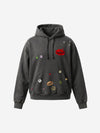 Fleece Cotton Blend Hoodie with Lip Print Embroidery