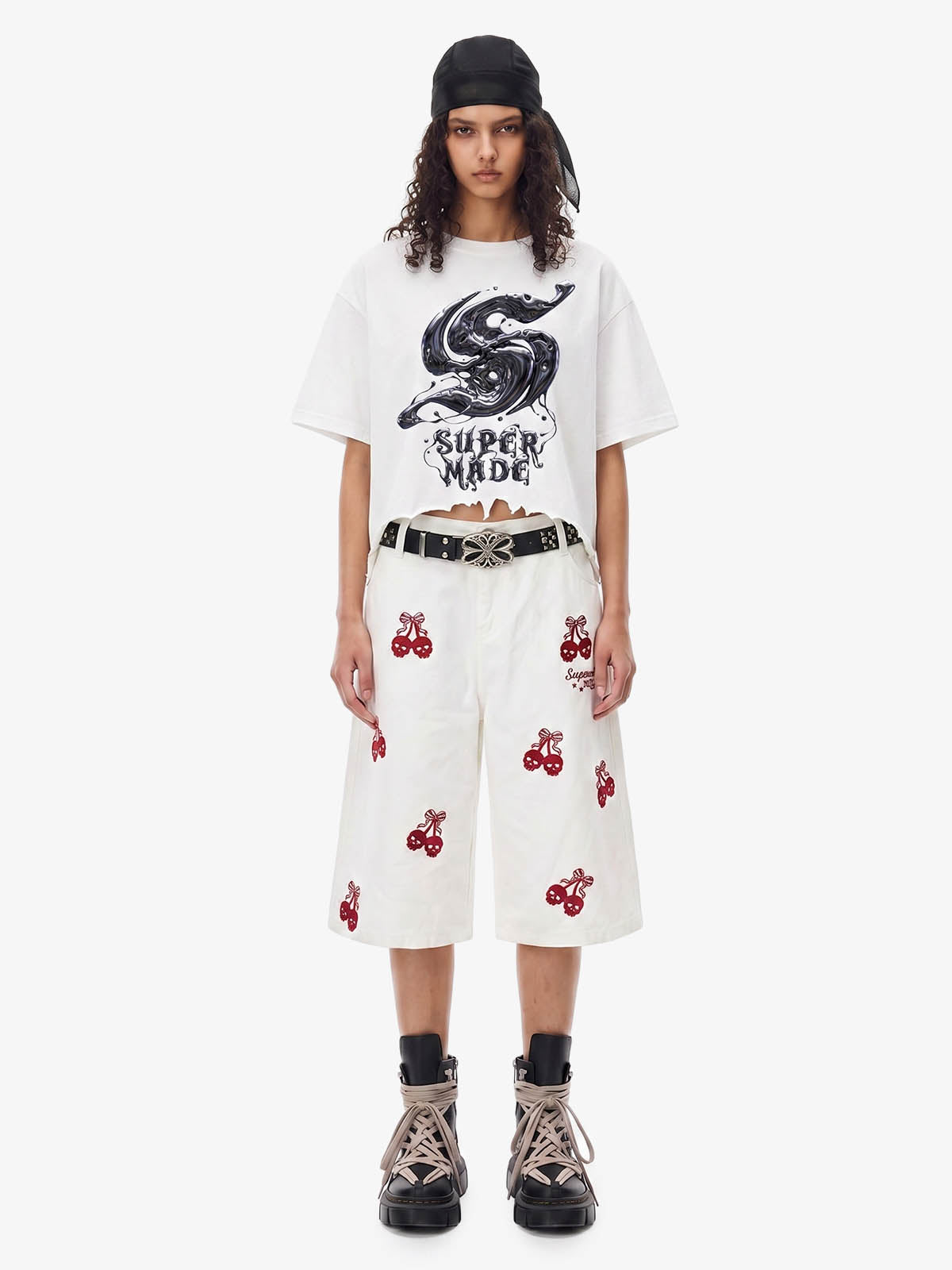 Gothic Liquid Metal Ripped Washed T-Shirt