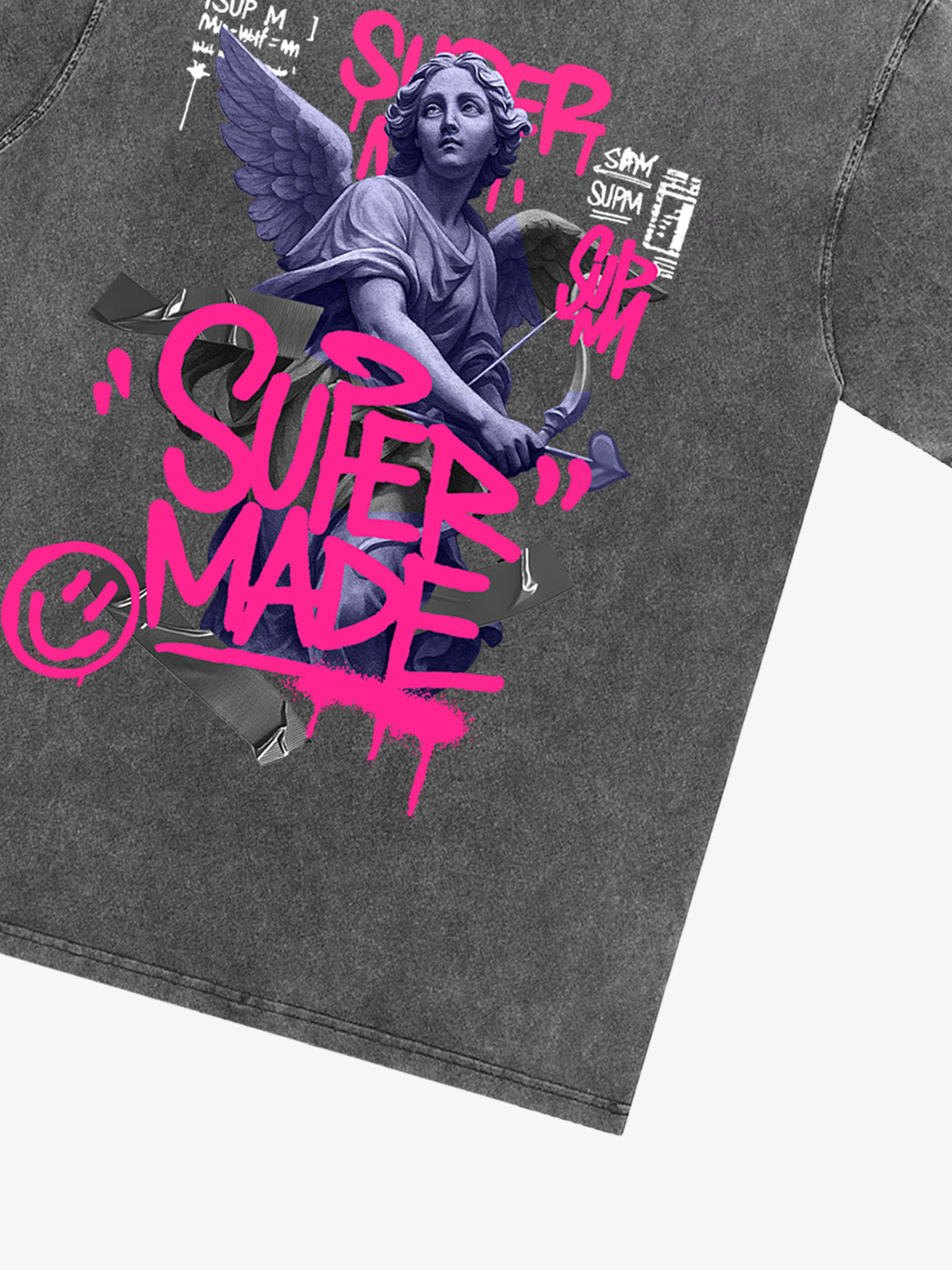 Street Pink Lucky Angel Graphic Design T-Shirt 