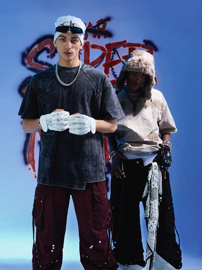 Vintage Washed Panel Seam Oversized T-Shirt 