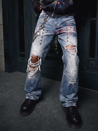 Studded Flag Bootcut Jeans