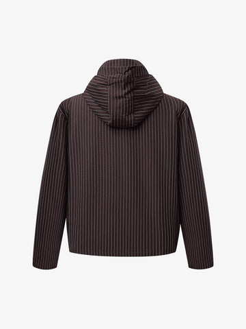 Deconstructed Striped Hooded Cropped Jacket