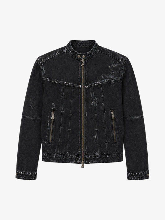 Waxed Denim Biker Jacket