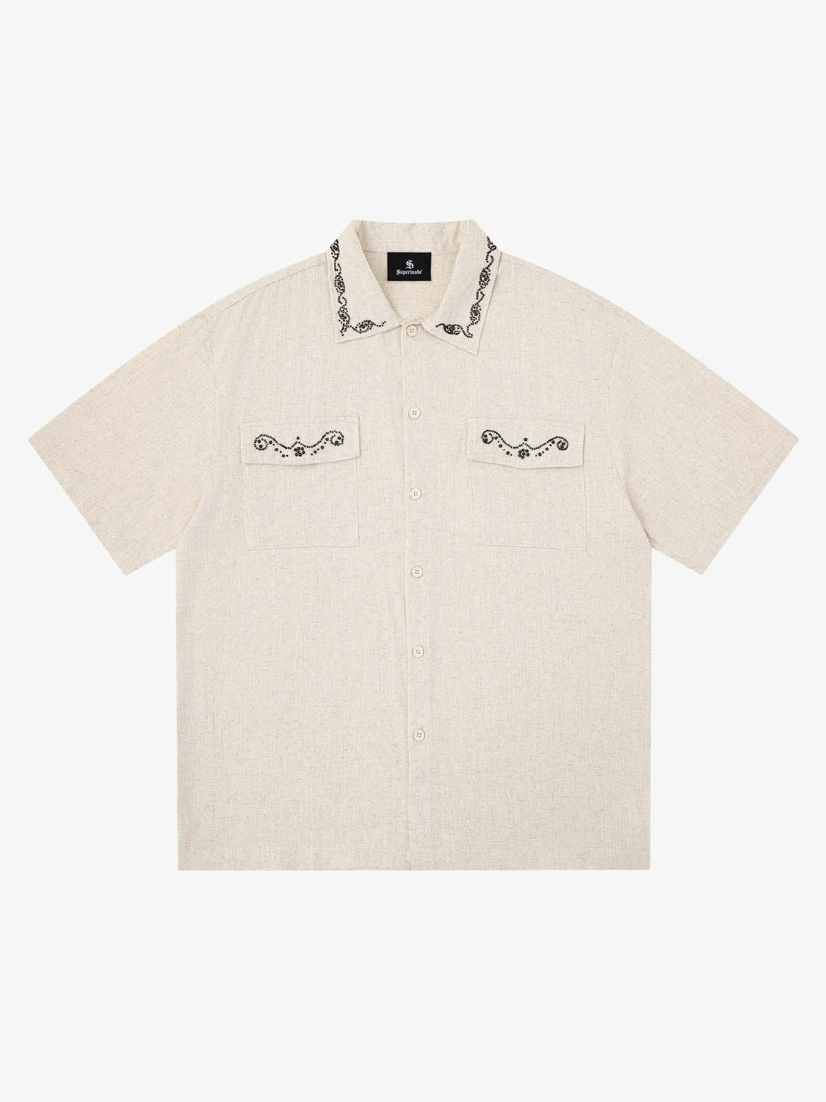 Retro Beaded Detail Short Sleeve Shirt