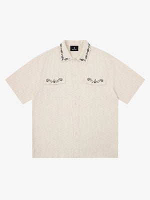 Retro Beaded Detail Short Sleeve Shirt
