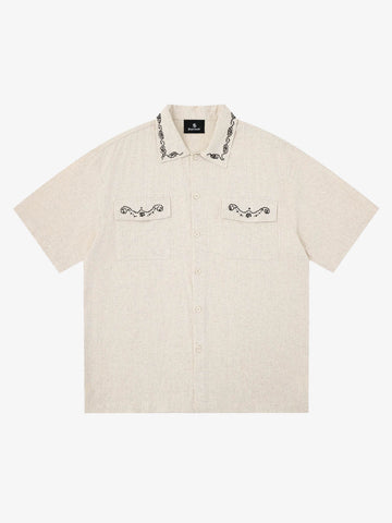 Retro Beaded Detail Short Sleeve Shirt