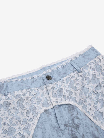 Star Lace Patchwork Casual Pants