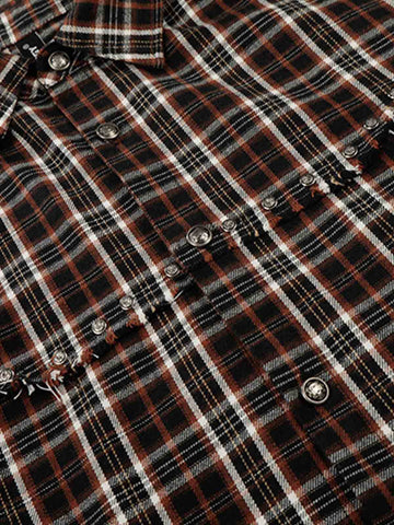 Frayed Plaid Short-Sleeve Shirt