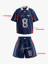 French Style Fleur-de-Lis Print Patchwork Custom Jersey Set - 2623