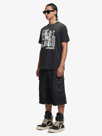 Vintage Contrast Stitch Cargo Shorts 