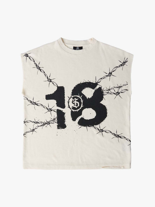 Waffle Thorn Print Sleeveless T-Shirt 