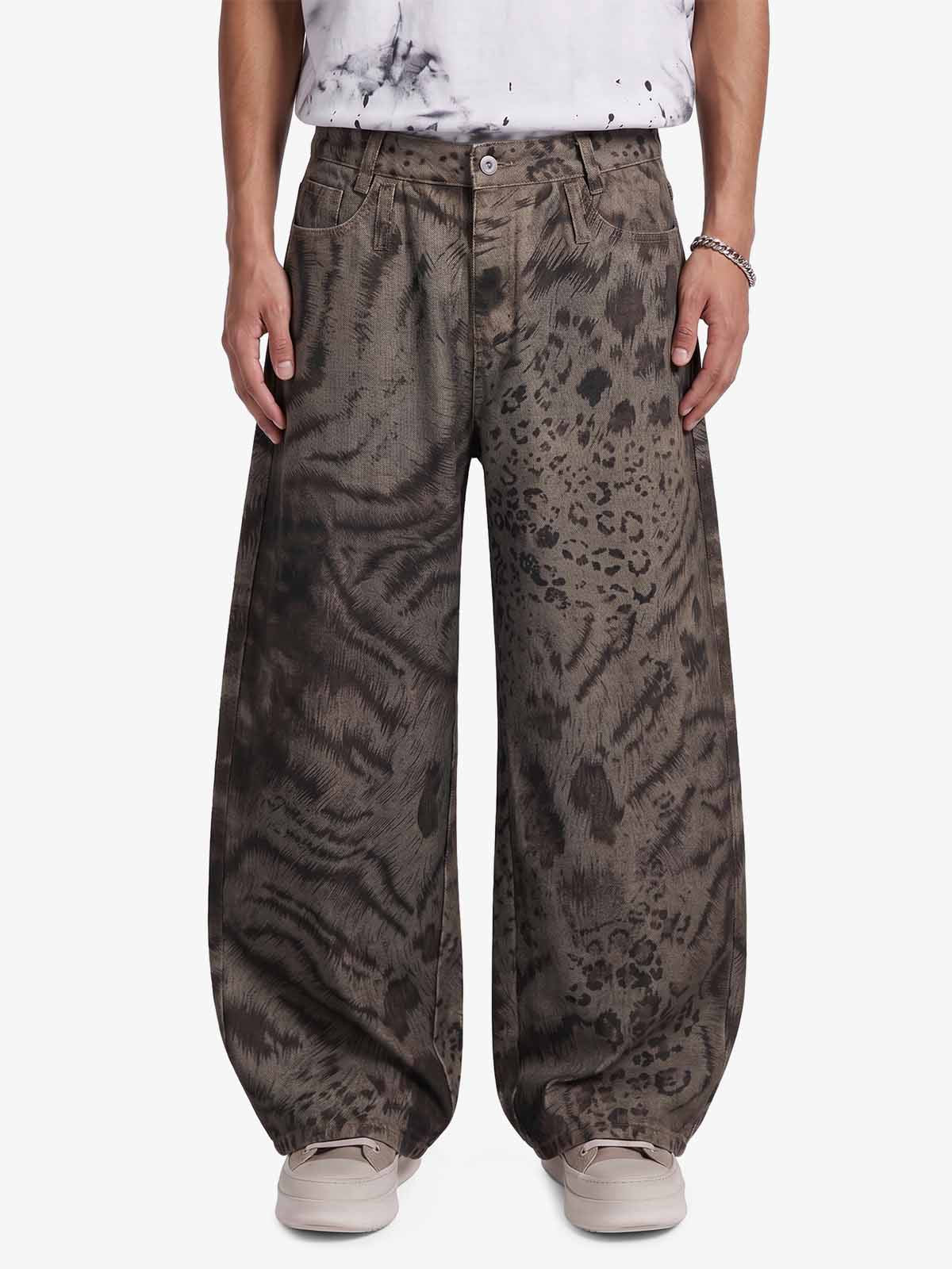 Leopard Tiger Curved-Leg Jeans