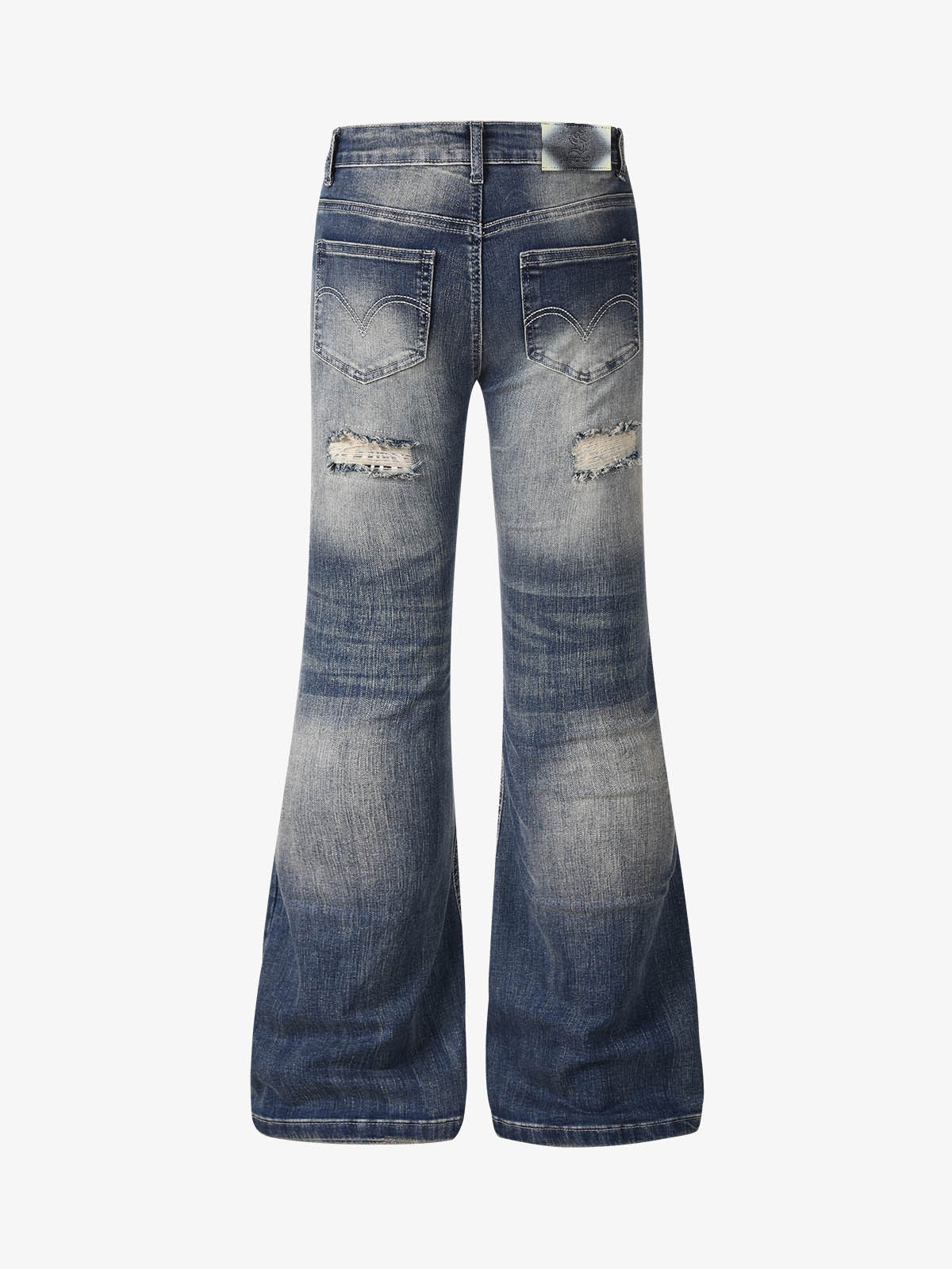 Ripped Studded Low Rise Bootcut Jeans