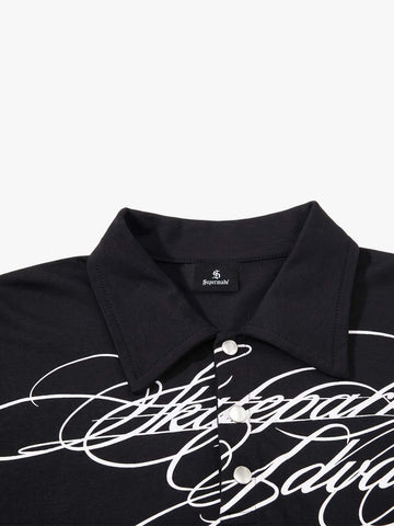 Floral Letter Print Polo Shirt