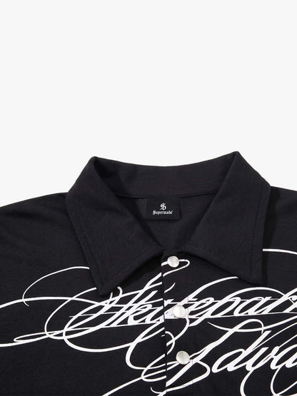 Floral Letter Print Polo Shirt