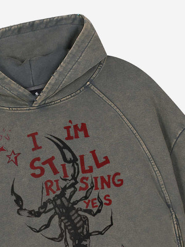 Logo Lightning Graphic Washed Distressed Hoodie