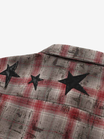 Distressed Star Applique Long Sleeve Shirt