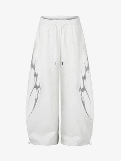 Thorn Graphic Rhinestone Baggy Sweatpants