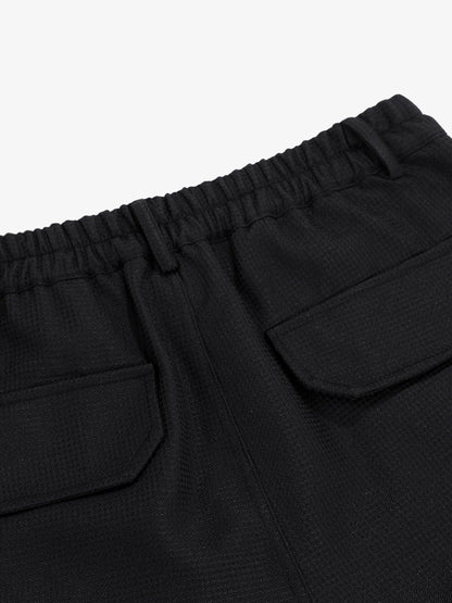 Multi-Pocket Textured Fabric Flared Pants 