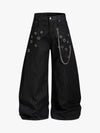 Vintage Eyelet Chain Baggy Jeans