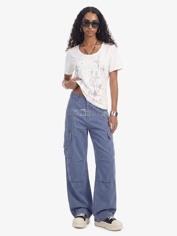 Vintage Belt Print Cargo Pants 
