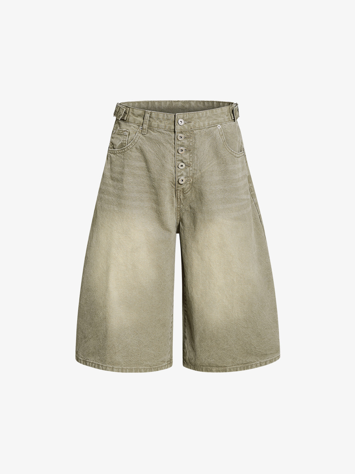Distressed Washed Multi-Button Jeans