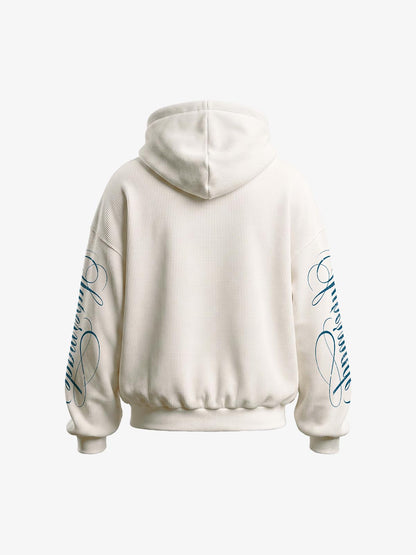 Waffle Knit Hooded Sweatshirt