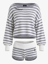 Scorpion Embroidered Off-Shoulder Striped Knit Set