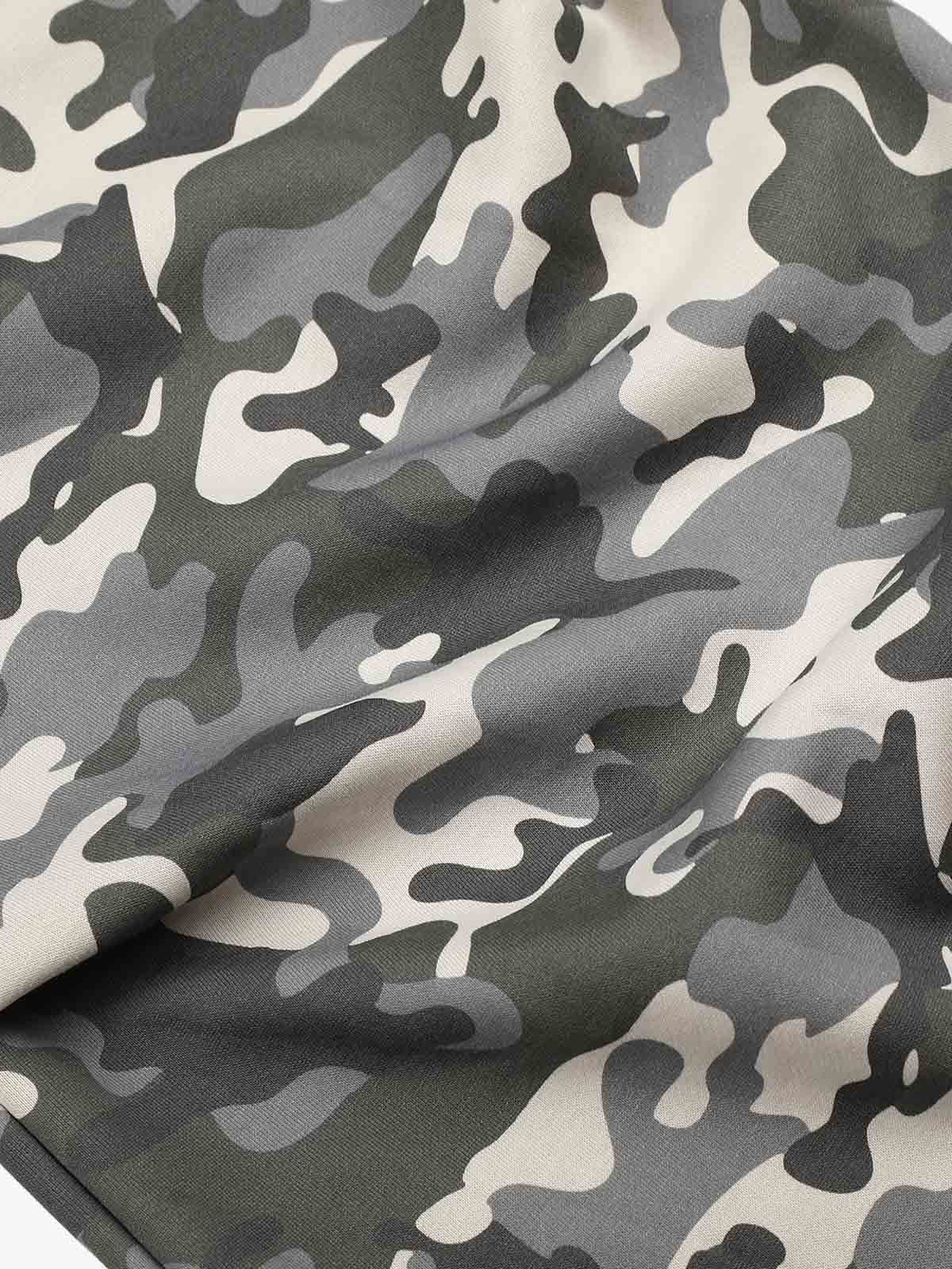 Ribbed Folded Waist Camo Barrel Baggy Sweatpants