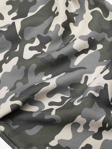 Ribbed Folded Waist Camo Barrel Baggy Sweatpants