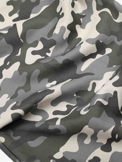 Ribbed Folded Waist Camo Barrel Baggy Sweatpants