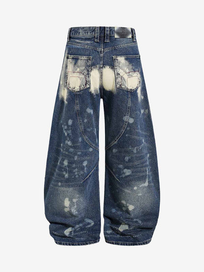 Multi-Eyelet Distressed Gradient Baggy Jeans 