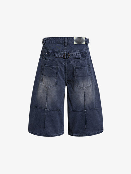 Distressed Washed Multi-Button Jeans