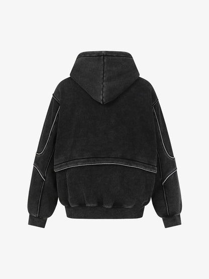 Retro Deconstructed Patchwork Washed Hoodie 