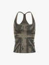 Union Jack Graphic Racerback Tank Top – Studded Cotton Blend Tank