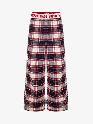 Super Soft Cotton Flannel Pajama Pants – Wide-Leg Plaid Lounge Pants
