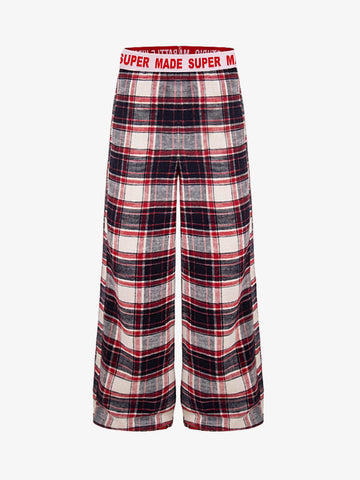 Super Soft Cotton Flannel Pajama Pants – Wide-Leg Plaid Lounge Pants