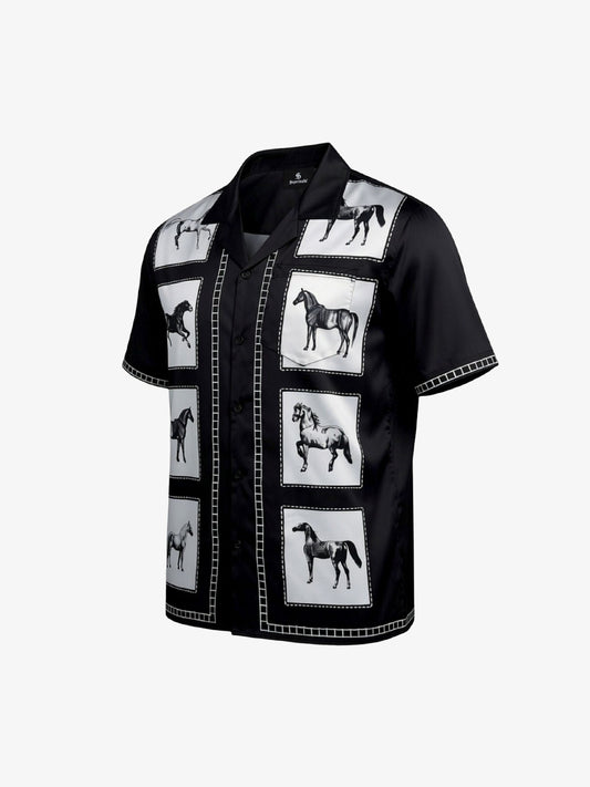 Vintage Horse Photo Satin Shirt