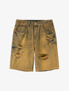Burnt Orange Distressed Denim Shorts 