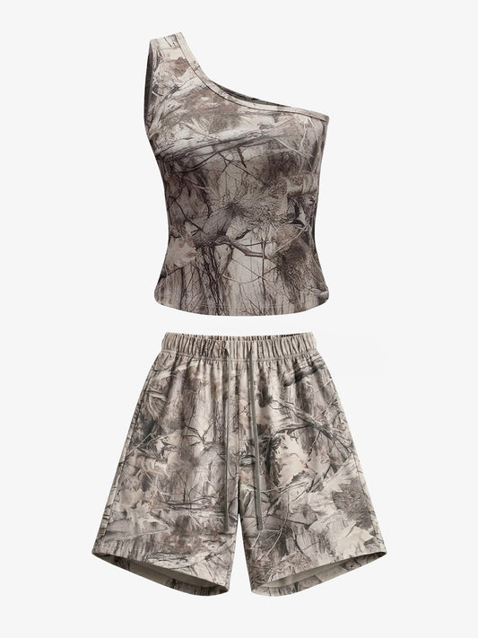 Camouflage Print Lightweight Shorts