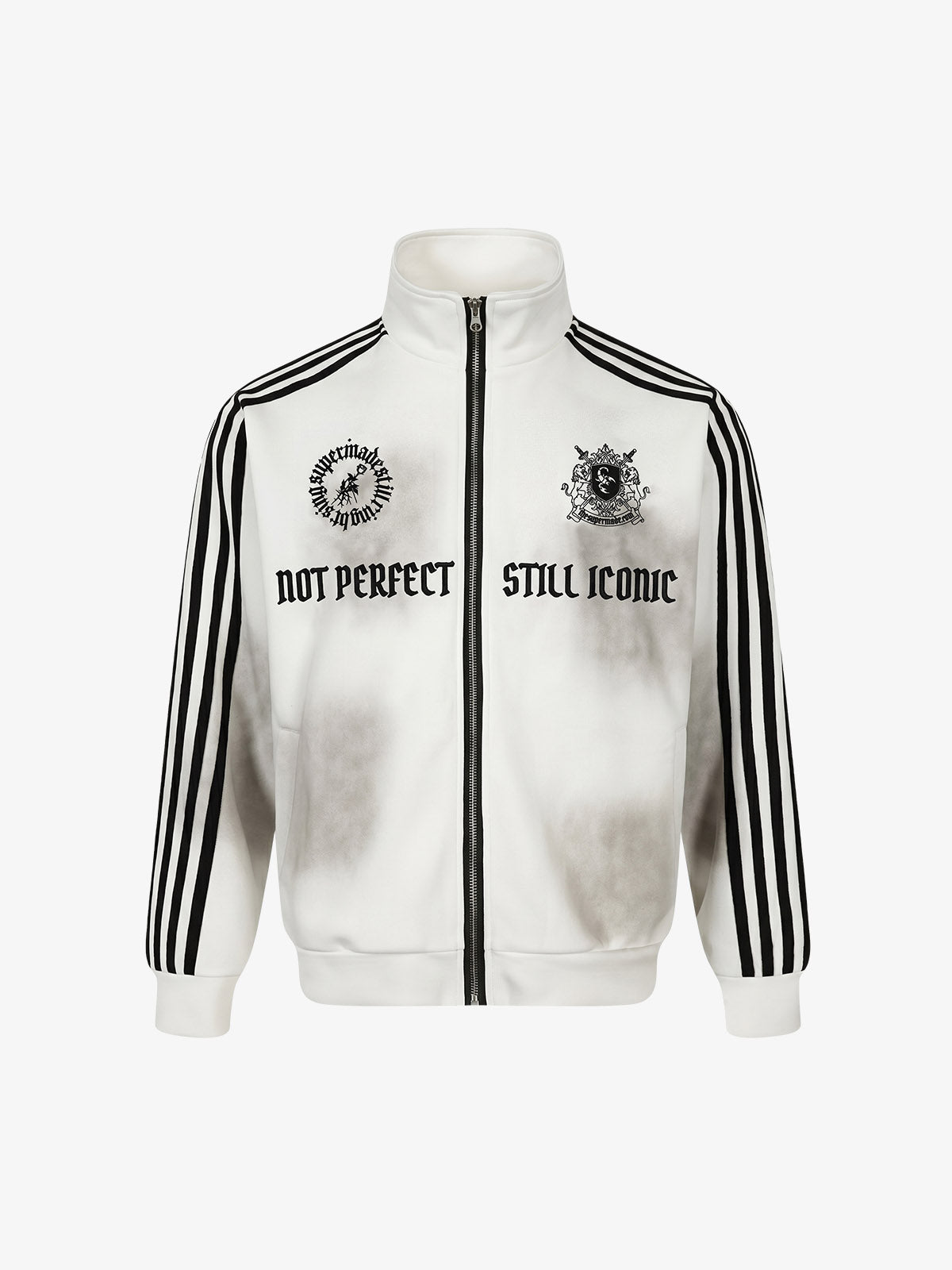 Striped Patchwork Hoodie with Logo Badge