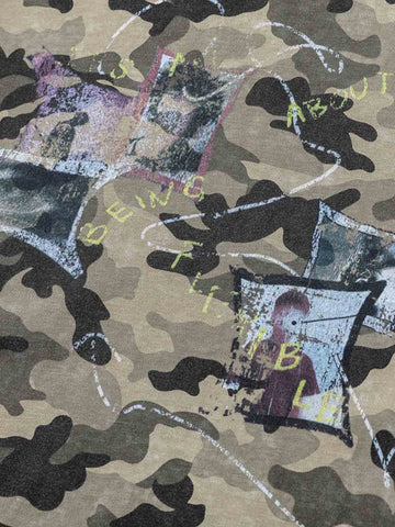 Camo Photo Collage Graphic T Shirt