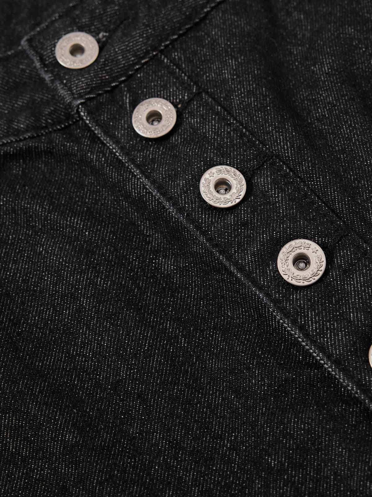 Asymmetric Multi-Button Fly Wide-Leg Denim Jorts 